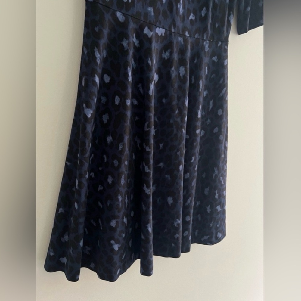 Kate Spade Leopard Print Ponte Fit & Flare Dress Blue Women’s Small - Picture 4 of 12